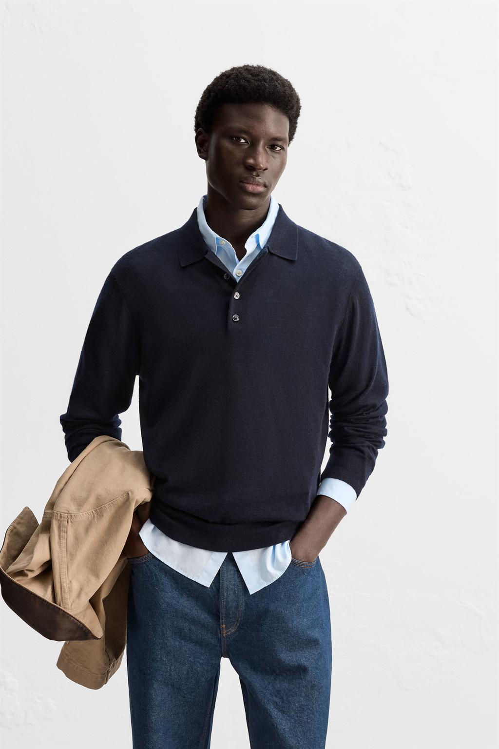 LIGHTWEIGHT WOOL AND CASHMERE KNIT POLO SHIRT - Zara фото 2