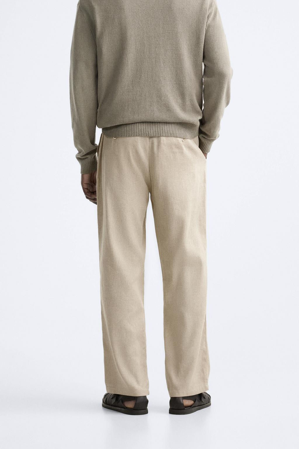 PLEATED COTTON - LINEN TROUSERS - Zara фото 23