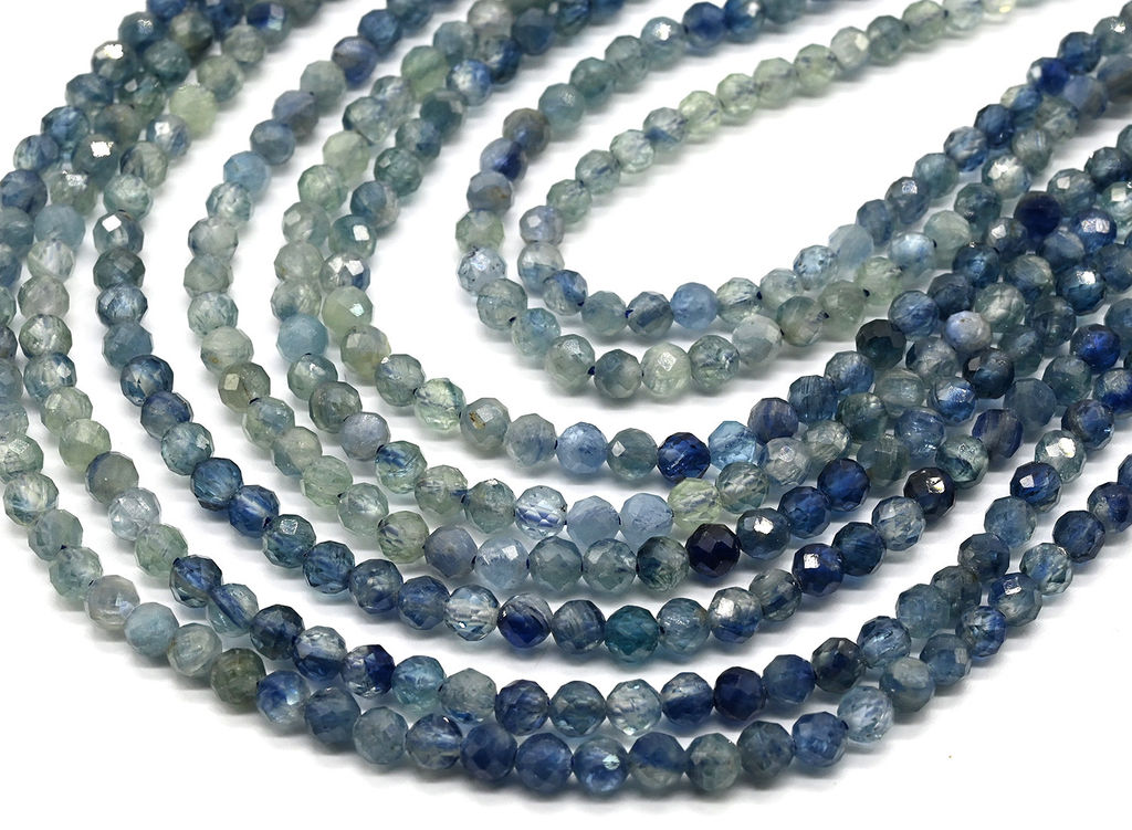 Бусины кианит шарик с гранями 3мм, 38см, 120 бусин Радуга камня