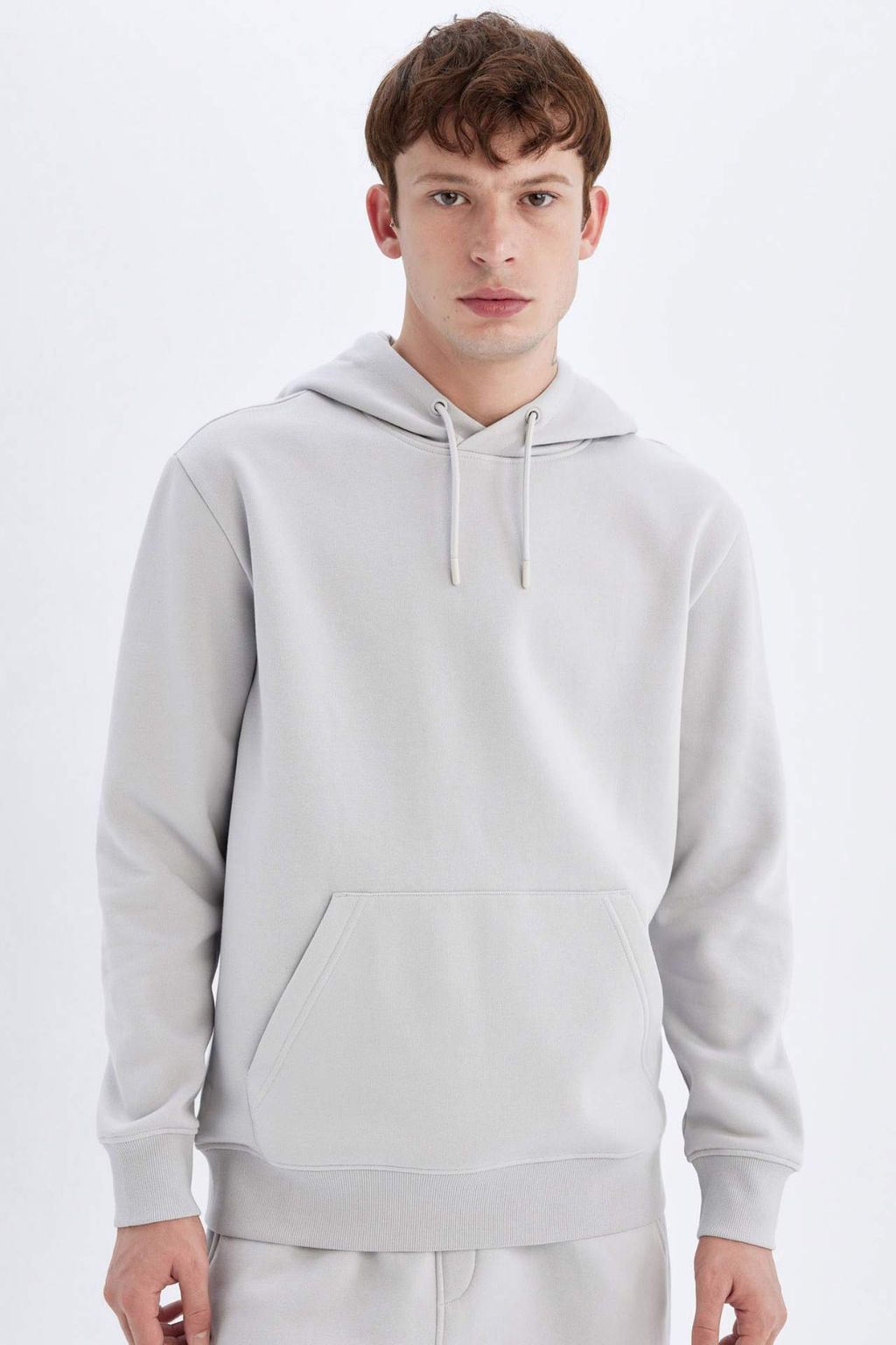 Regular Fit Kapusonlu Kanguru Cepli Ici Yumusak Tuylu Basic Duz Sweatshirt - Defacto фото 7