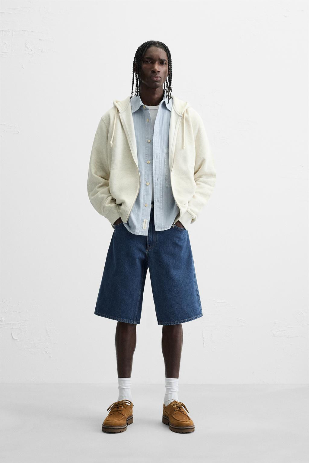 CLASSIC BAGGY FIT DENIM BERMUDA SHORTS - Zara фото 11