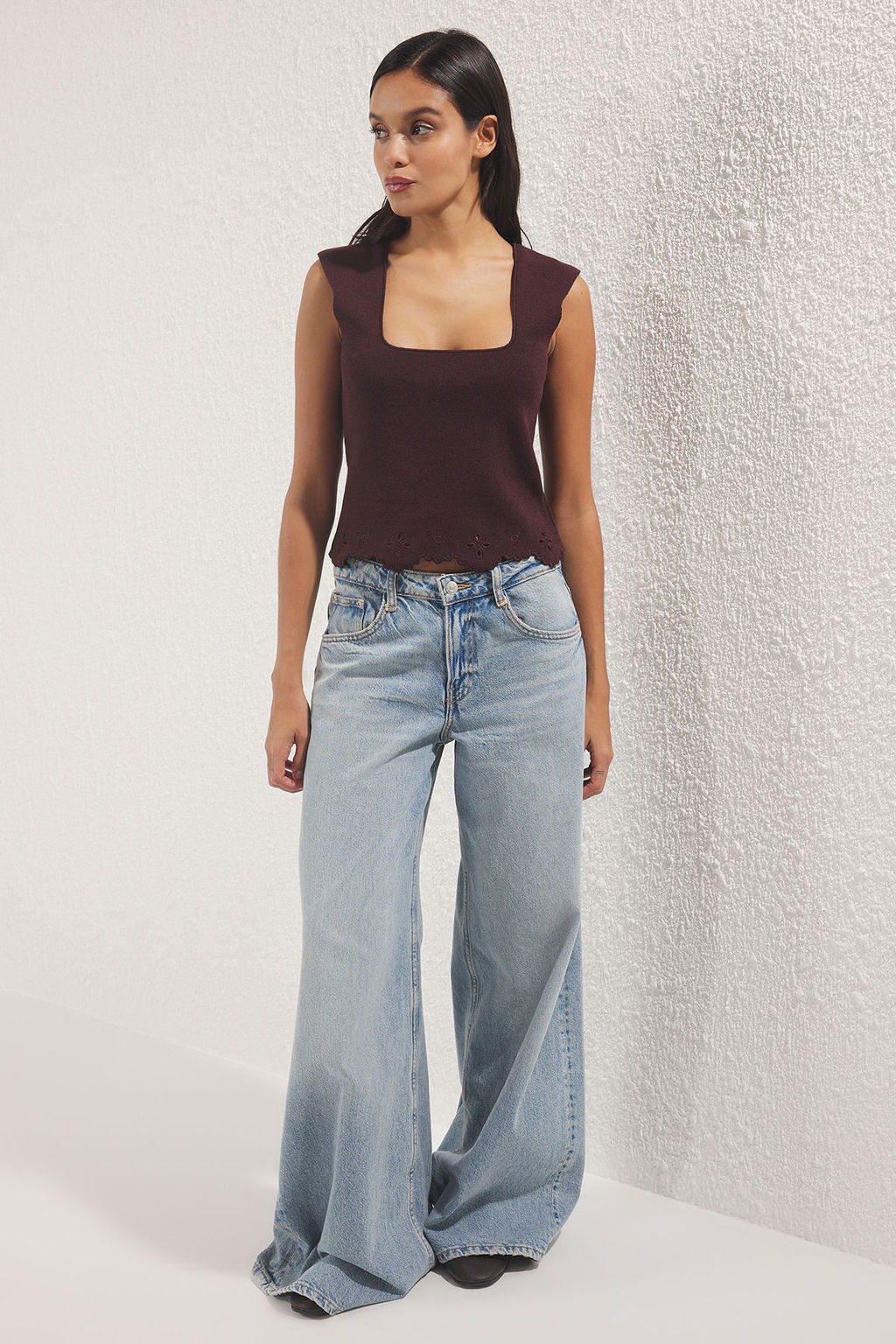 Murdum Kal?n Ask?l? Etek Ucu Detayl? Triko Ince Bluz TWOSS25BZ00513 - Trendyolmilla фото 2