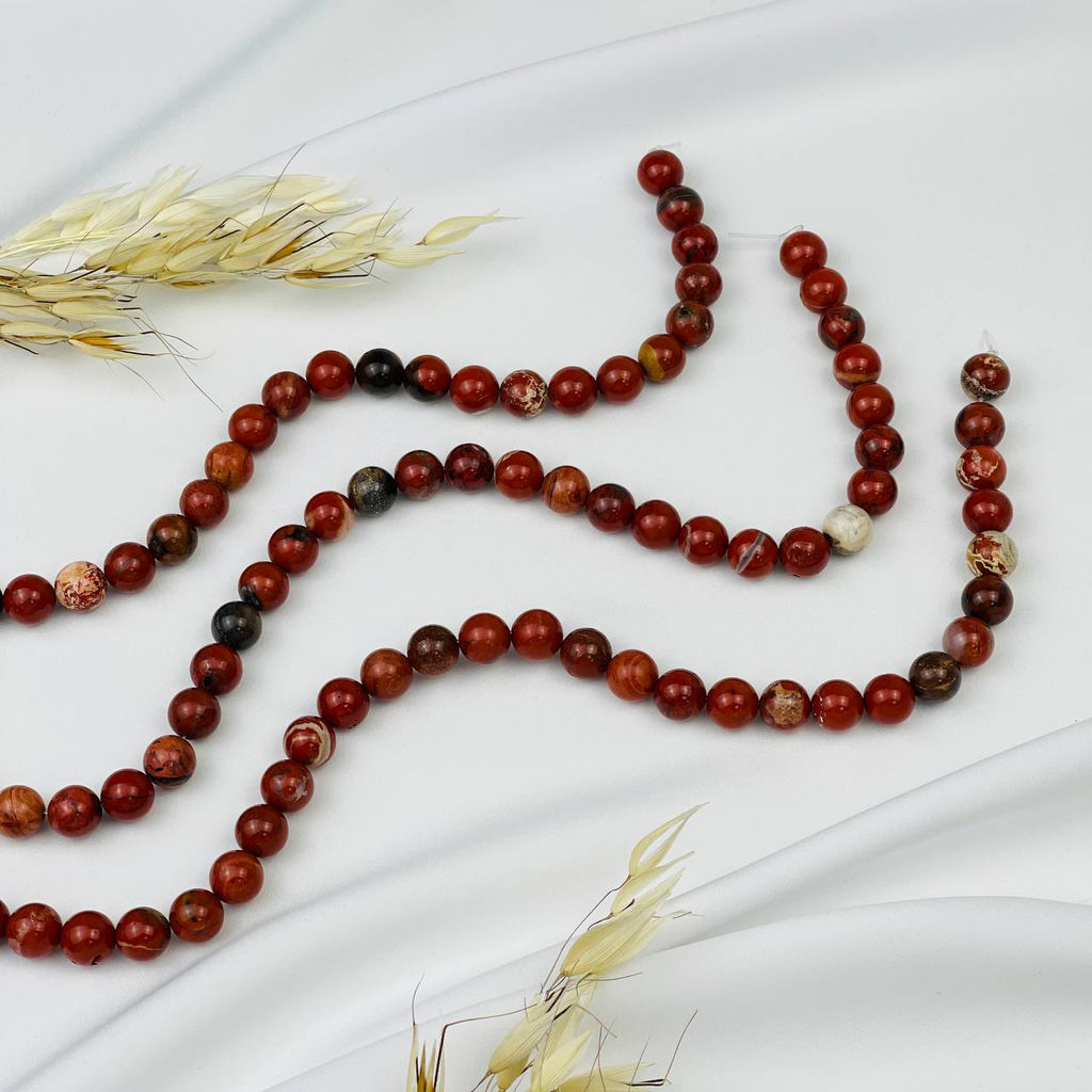 Бусины для украшений из кирпичной Яшмы (36 бусин)