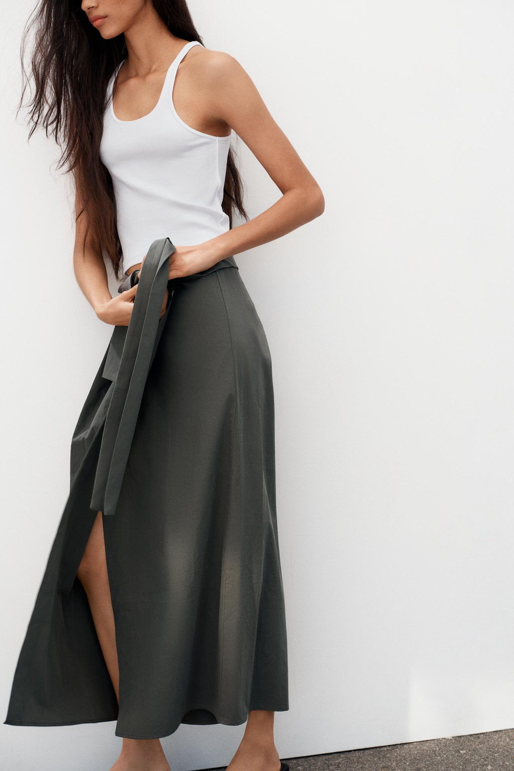 FALDA MIDI CRUZADA / petro lavado - Zara фото 6