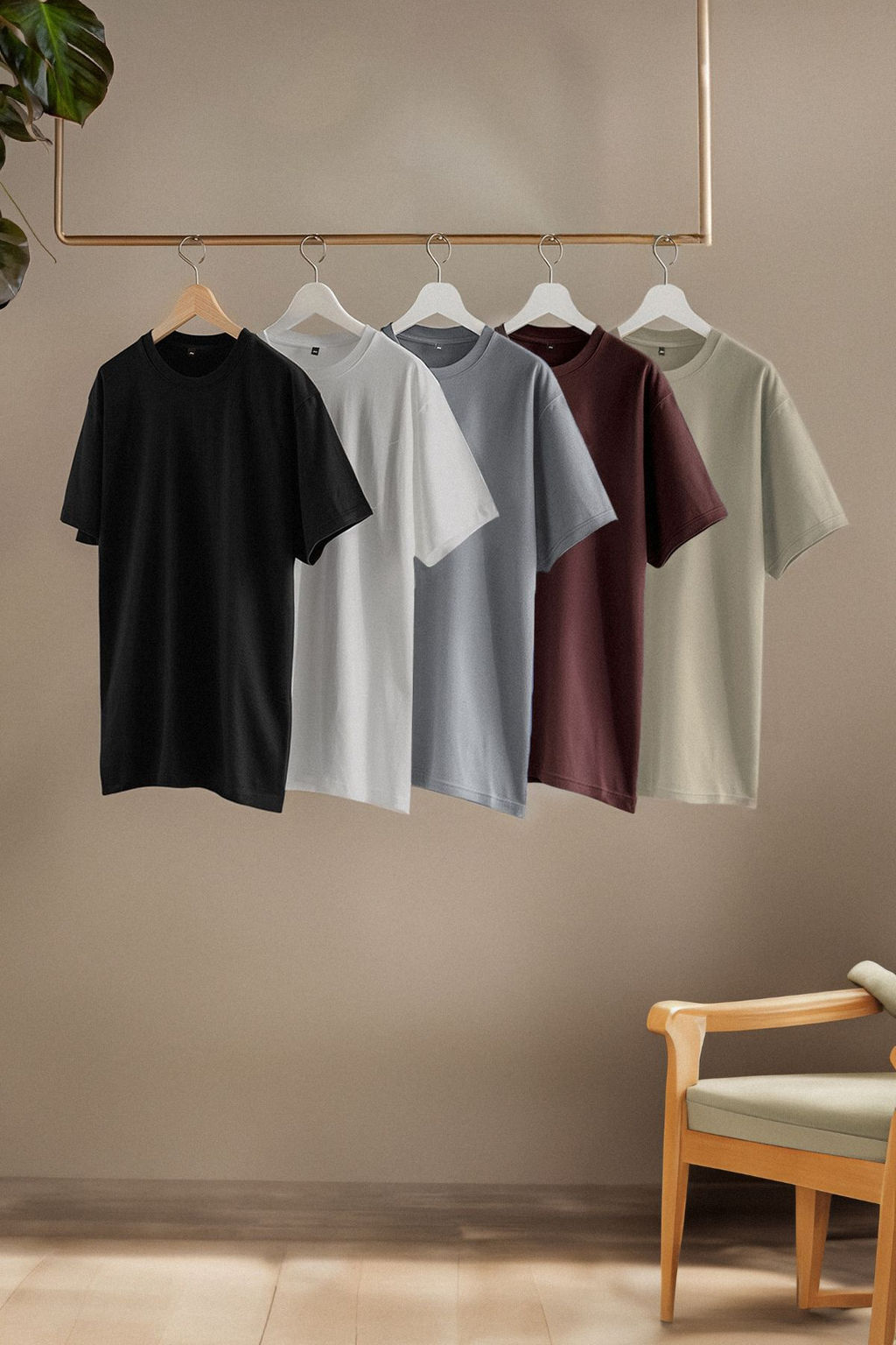 TRENDYOL MAN Siyah-Kahverengi-Gri-Tas-Beyaz Slim/Dar Kesim 5li Paket %100 Pamuk Tok Kumas T-shirt TMNAW20TS0243 - Trendyolmilla фото 12