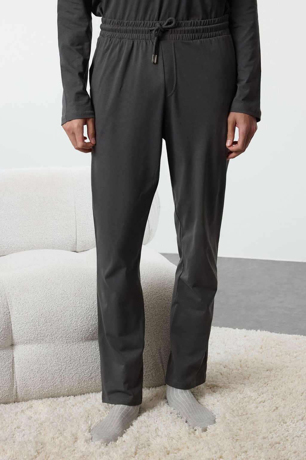 TRENDYOL MAN Erkek Koyu Mor Regular Fit Bask?l? Orme %100 Pamuk Pijama Tak?m? TMNAW25PT00007 - Trendyolmilla фото 4