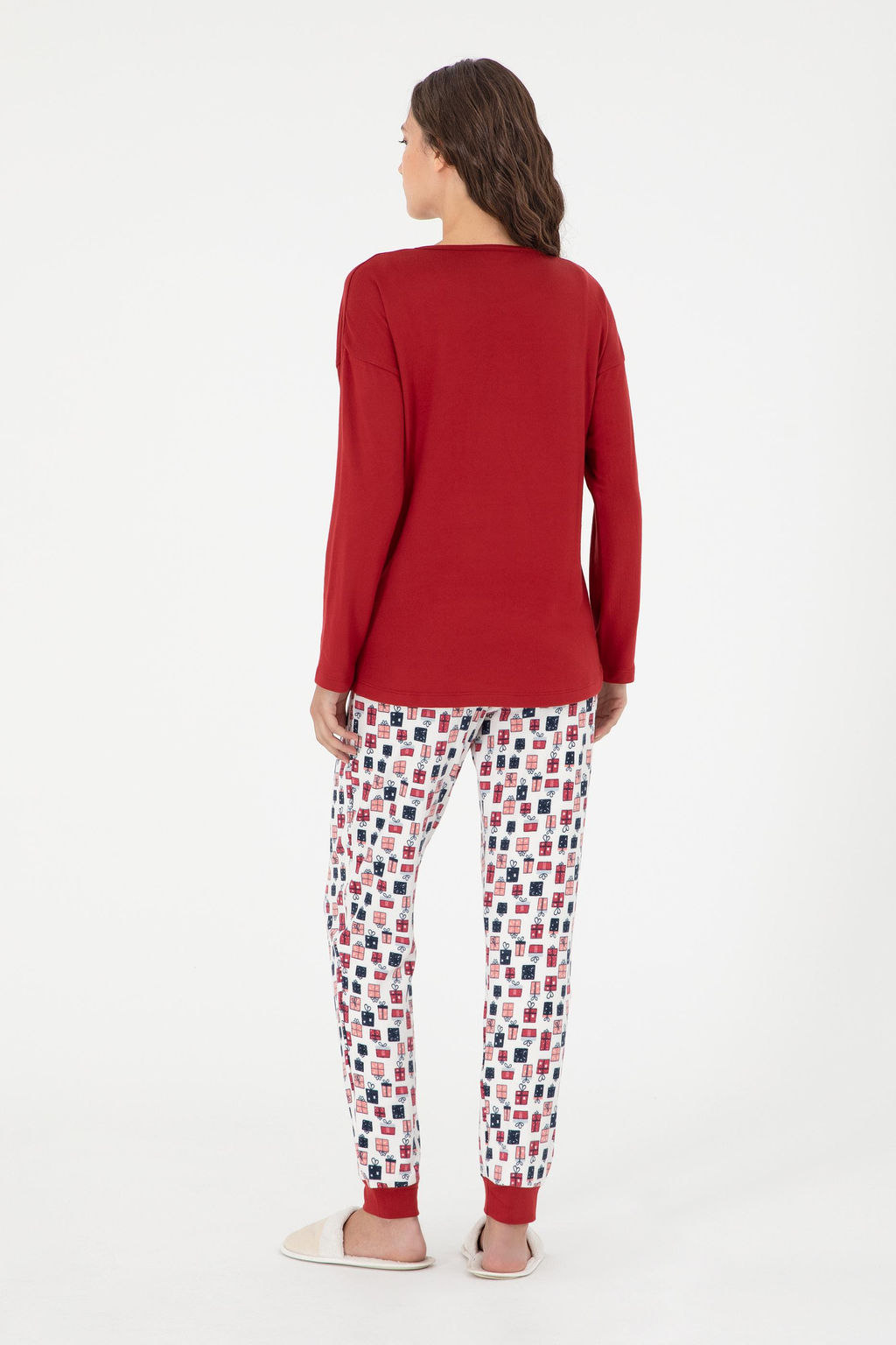 Женский бордово-красный пижамный комплект Неожиданная скидка в корзине - U.s. polo assn фото 4