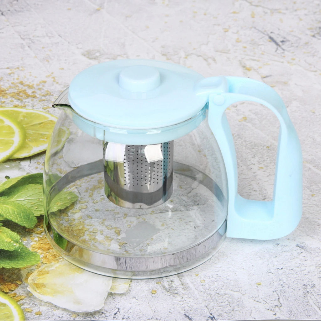 Чайник заварочный стеклянный 1200 мл с металлическим ситом Селфи,микс