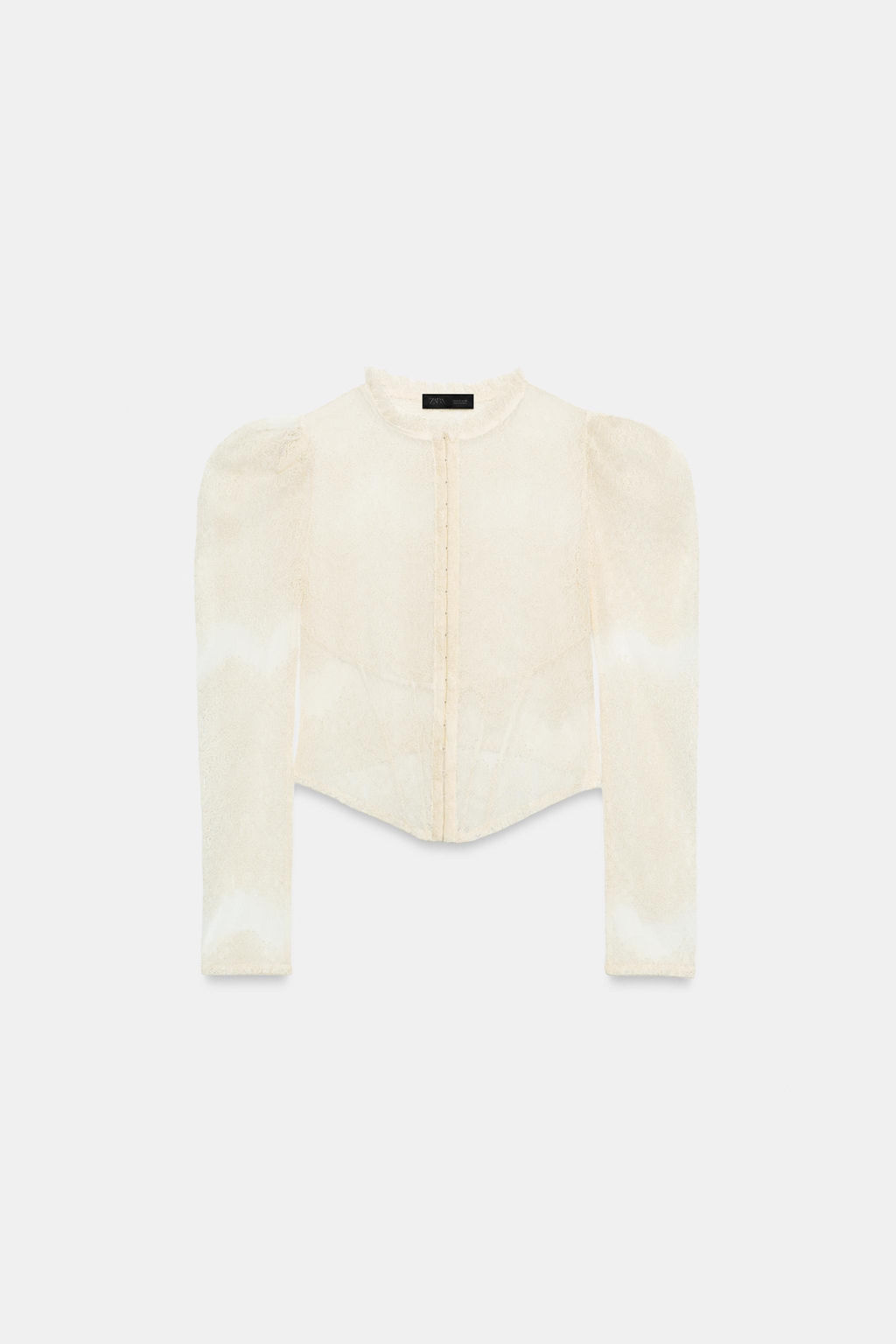 TOP CHAQUETA CORSETERA ENCAJE / Crudo