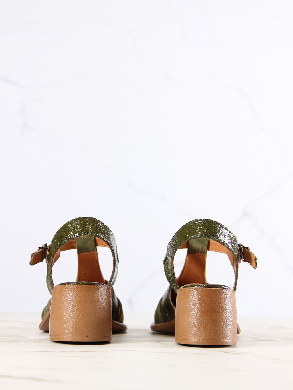 Босоножки 5038.23663bе.Зеленый наплак+оливковая замша