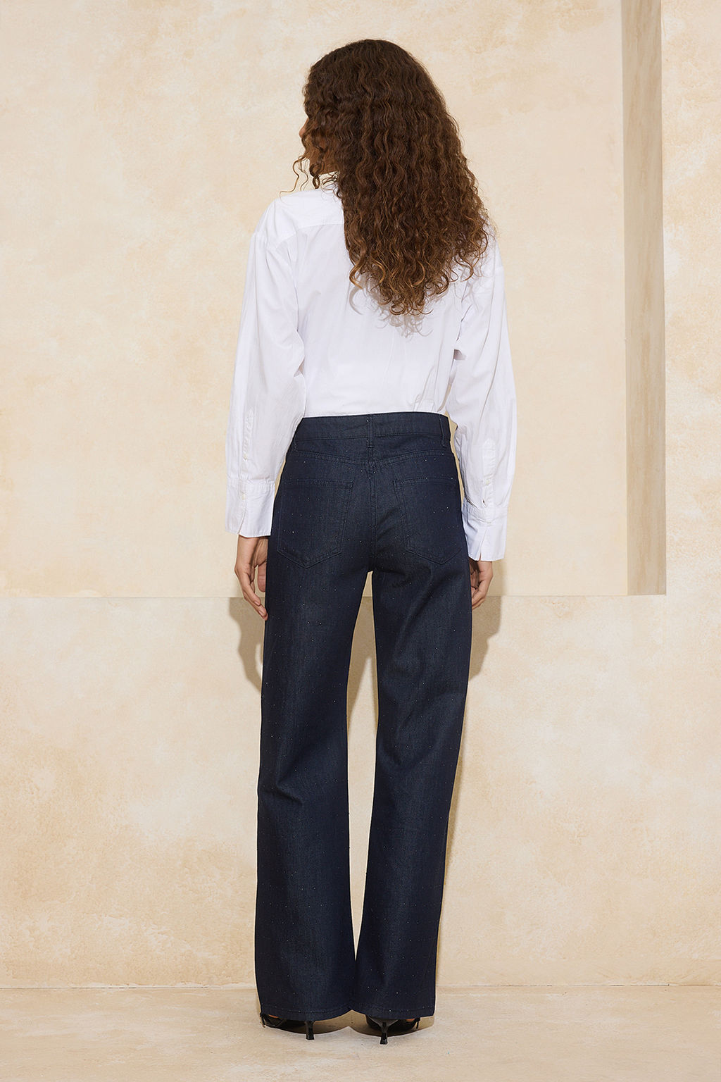 Koyu Mavi Tasl? Yuksek Bel Wide Leg Jeans TWOSS26JE00072 - Trendyolmilla фото 5