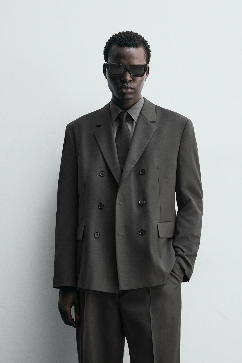 DOUBLE-BREASTED WOOL BLEND SUIT BLAZER - Zara фото 2