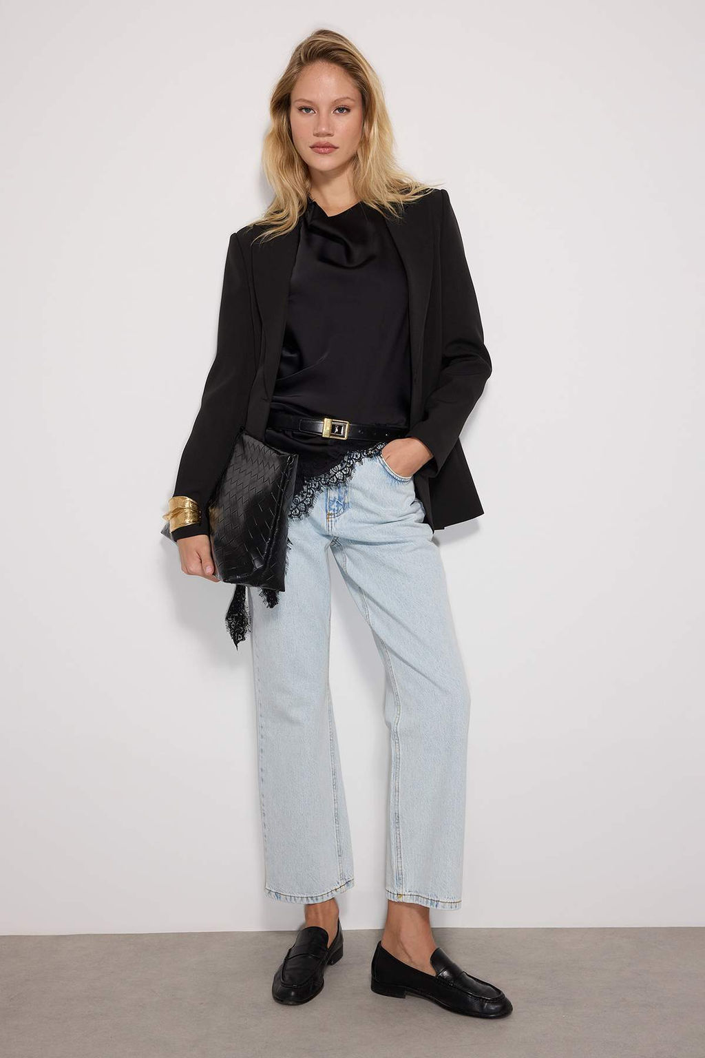 TRENDYOLMILLA Mavi Yuksek Bel Straight Jeans TWOSS23JE00089  фото 18