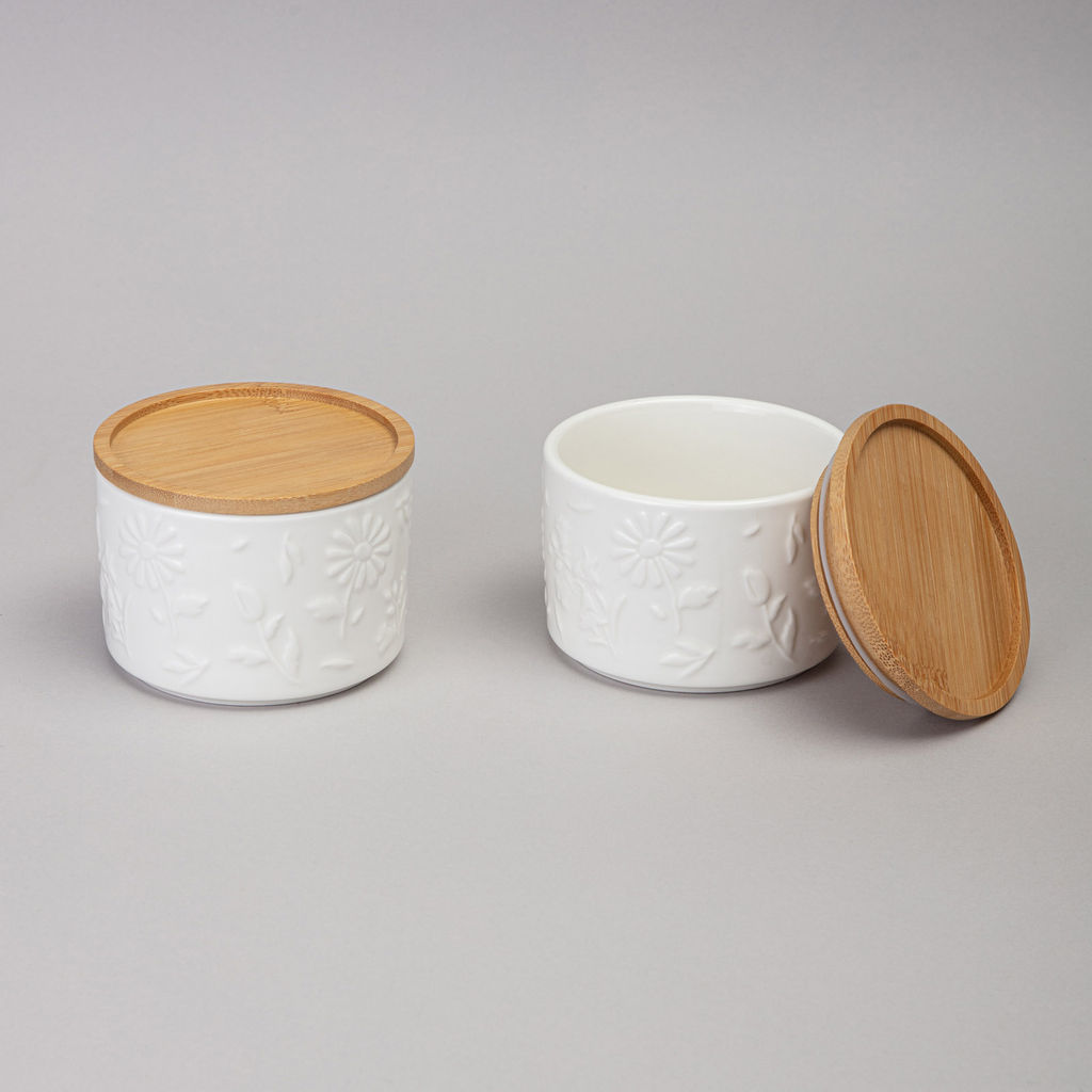 НАБОР БАНОК LEFARD FLOWERS STORY С ДЕРЕВ. КРЫШКОЙ 2 ШТ. 9*6,5 СМ 225 МЛ  фото 3