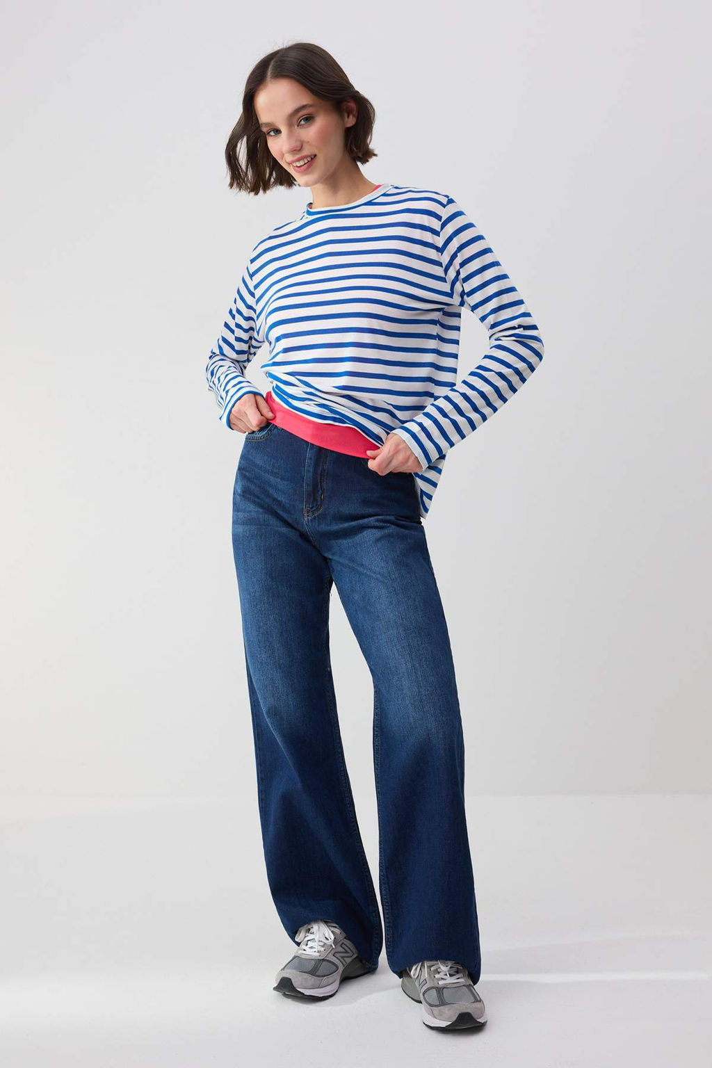 Trendyolmilla Wardrope Essentials Antrasit DOKUMLU Yuksek Bel Wide Leg Jeans TWOSS26JE00128 фото 25