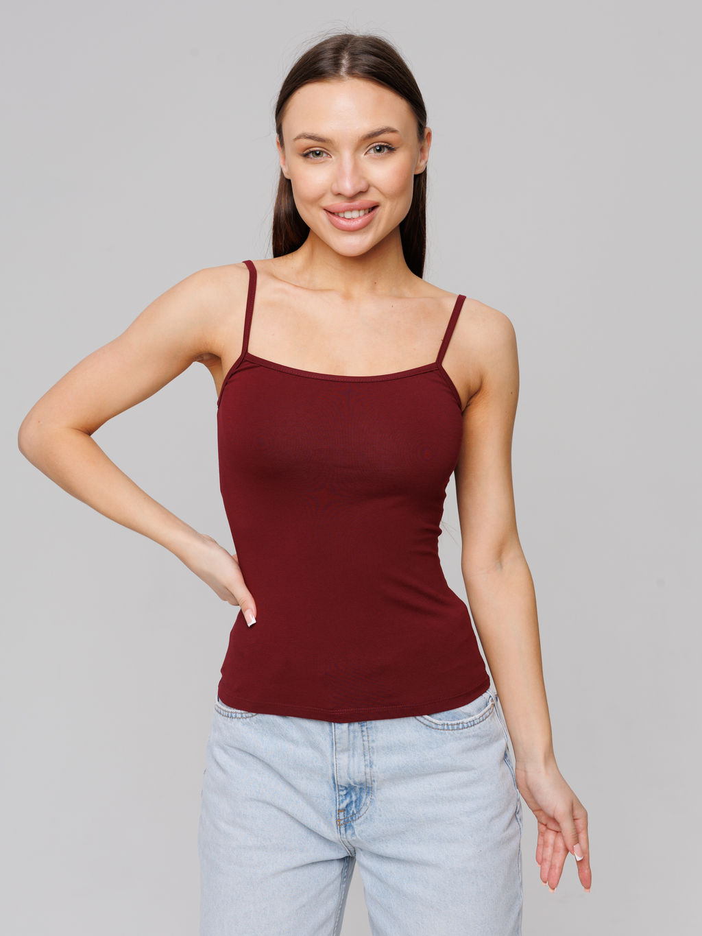 Женская майка на бретелях Lingeamo темно-бордовая ЛТ-07 (28)  фото 4