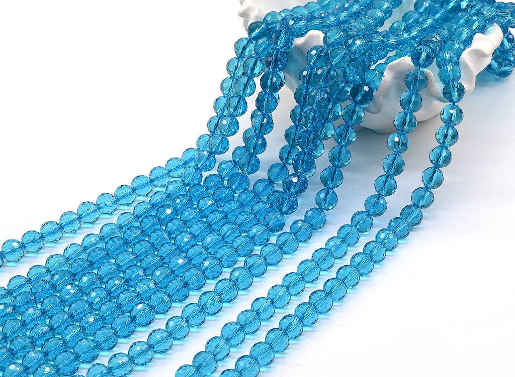 Бусины из циркона шарик гр.10мм цв.лазурный, 39см, 42 бусин Радуга камня