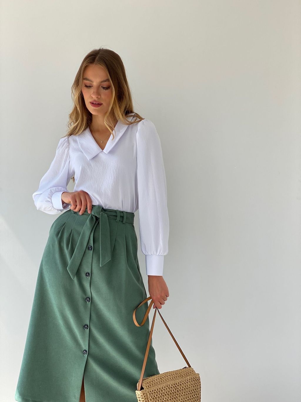 6649 Блуза с отложным воротником белая - Martichelli фото 2