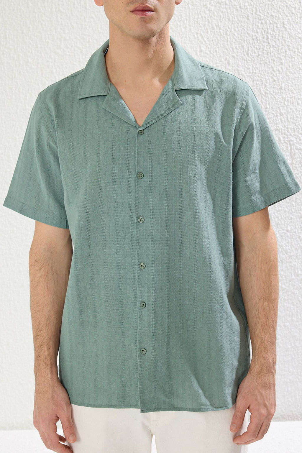 TRENDYOL MAN Kahverengi Regular Fit Dokulu Yazl?k Keten Gorunumlu TMNSS23GO00070 - Trendyolmilla фото 3