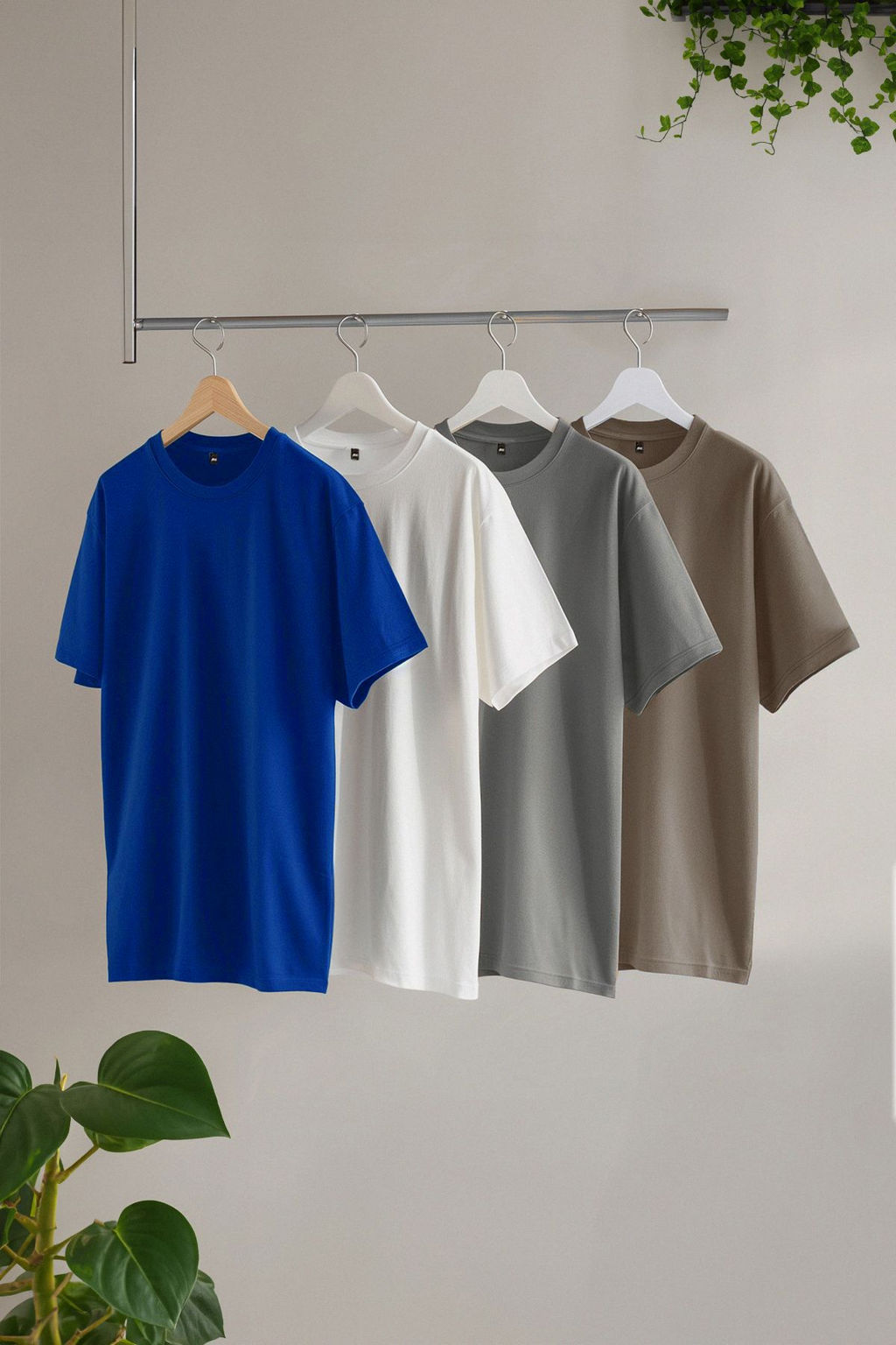 Trendyolmilla Man Kahverengi-Haki-Turuncu-Ac?k Yesil Slim/Dar Kesim 4lu Basic %100 Pamuklu T-Shirt TMNSS24TS00262