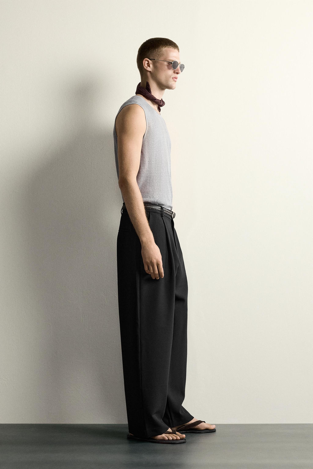 CAMISETA TANK PUNTO 100% LINO / Gris - Zara фото 4