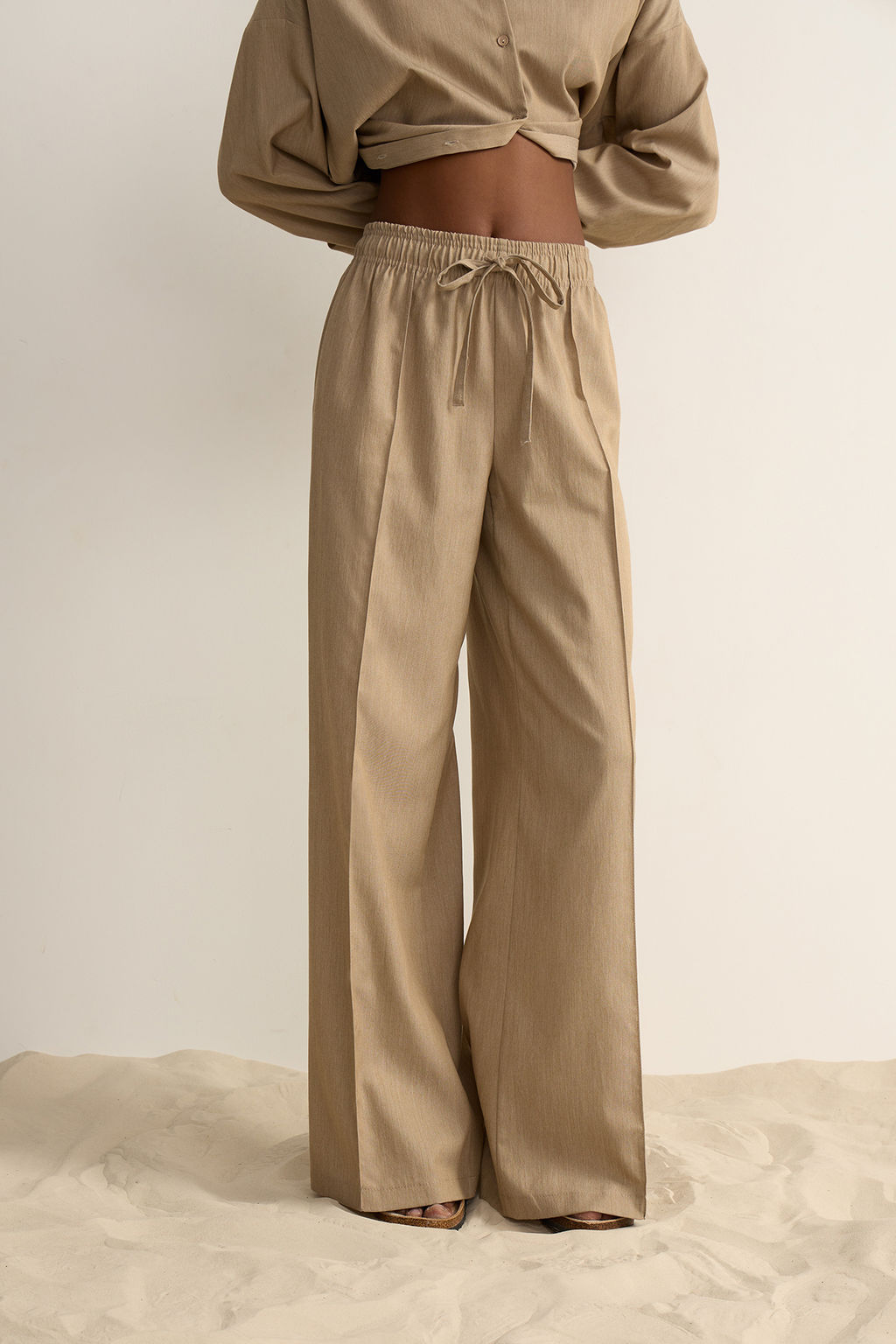 Брюки на кулиске с эффектом меланж - Mollis фото 5