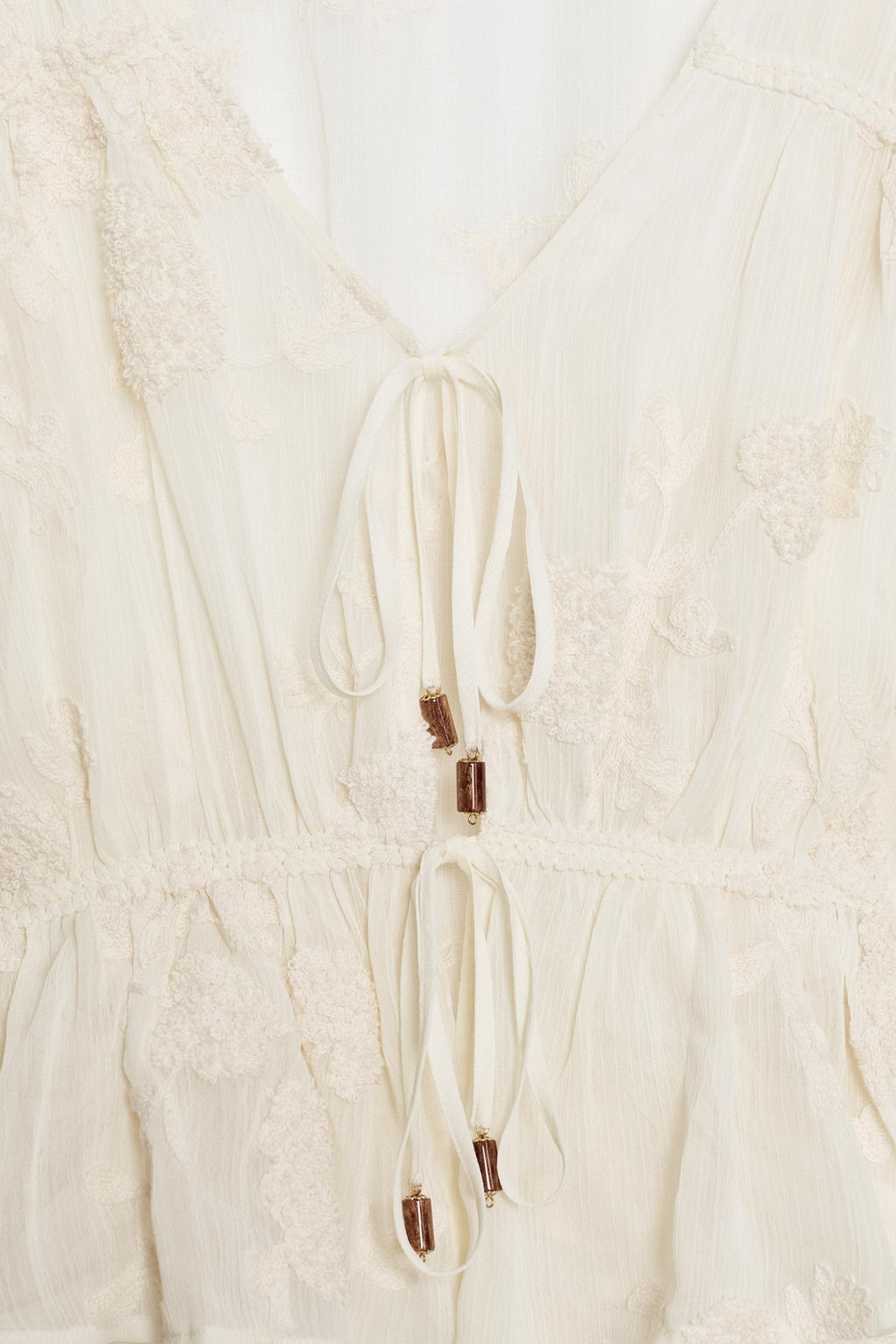 BLUSA SEMITRANSPARENTE BORDADOS / Beige claro - Zara фото 10