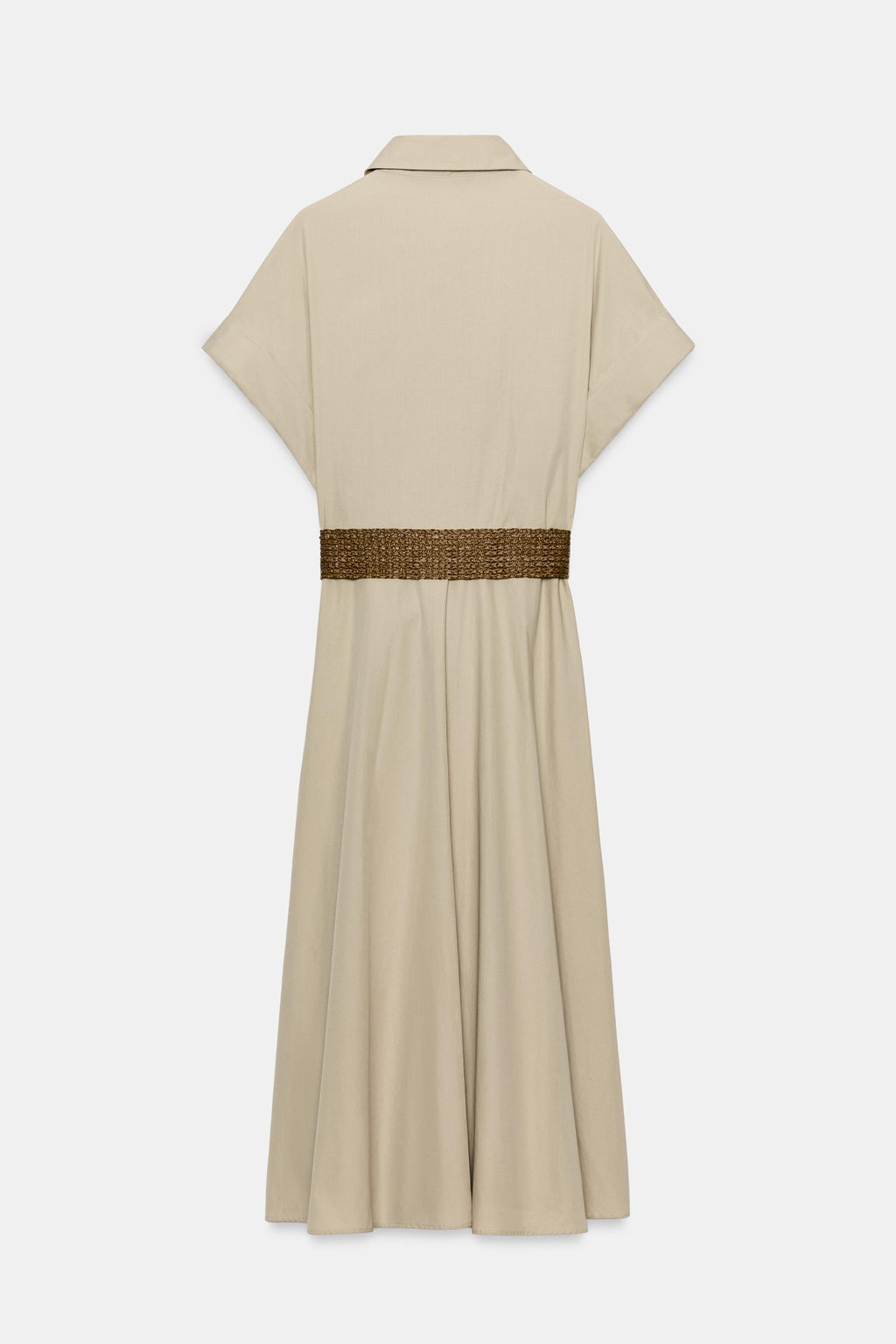 VESTIDO MIDI POPEL?N CINTUR?N / Beige claro - Zara фото 7