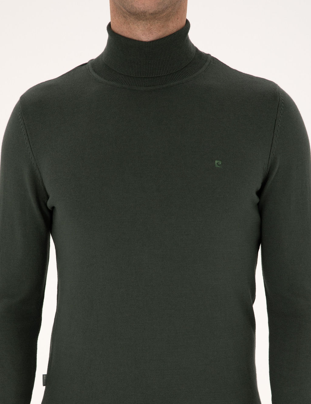Koyu Haki Slim Fit Bal_k__ Yaka Basic Triko Kazak