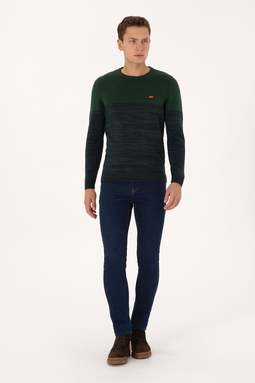 Erkek Slim Fit Bisiklet Yaka Koyu Ye_il Kazak - U.s. polo assn фото 4