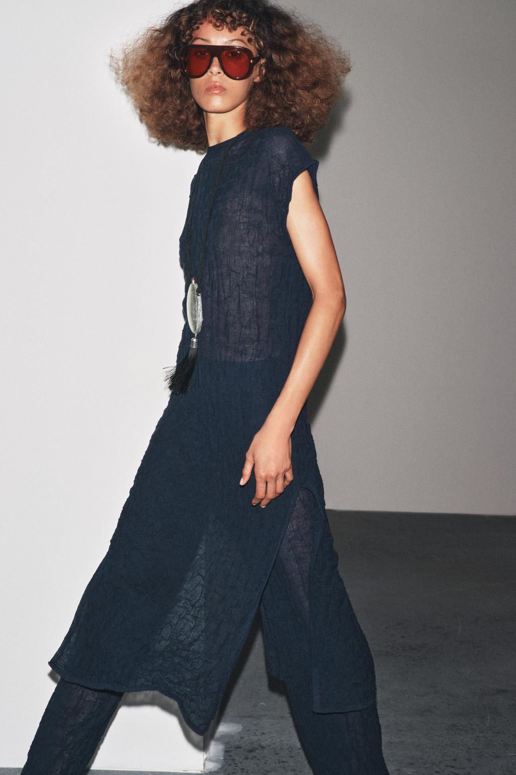 FINE KNIT WRINKLED-EFFECT TROUSERS - Zara фото 4