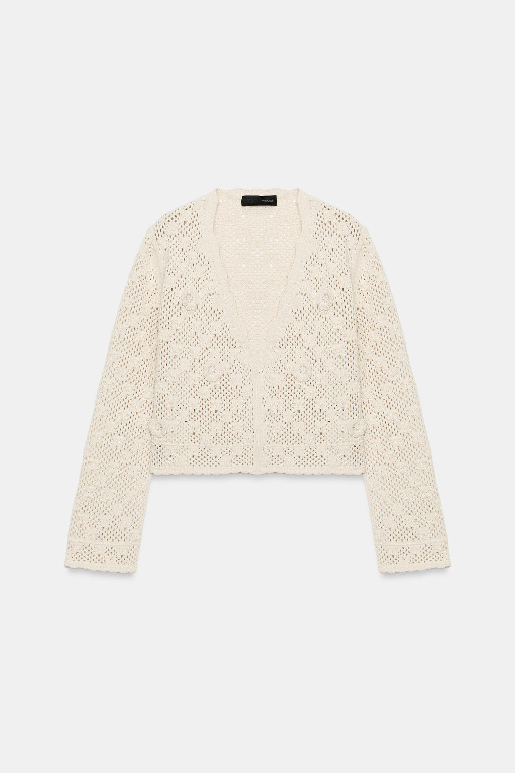 CHAQUETA PUNTO POINTELLE FLORES / Beige claro - Zara фото 6