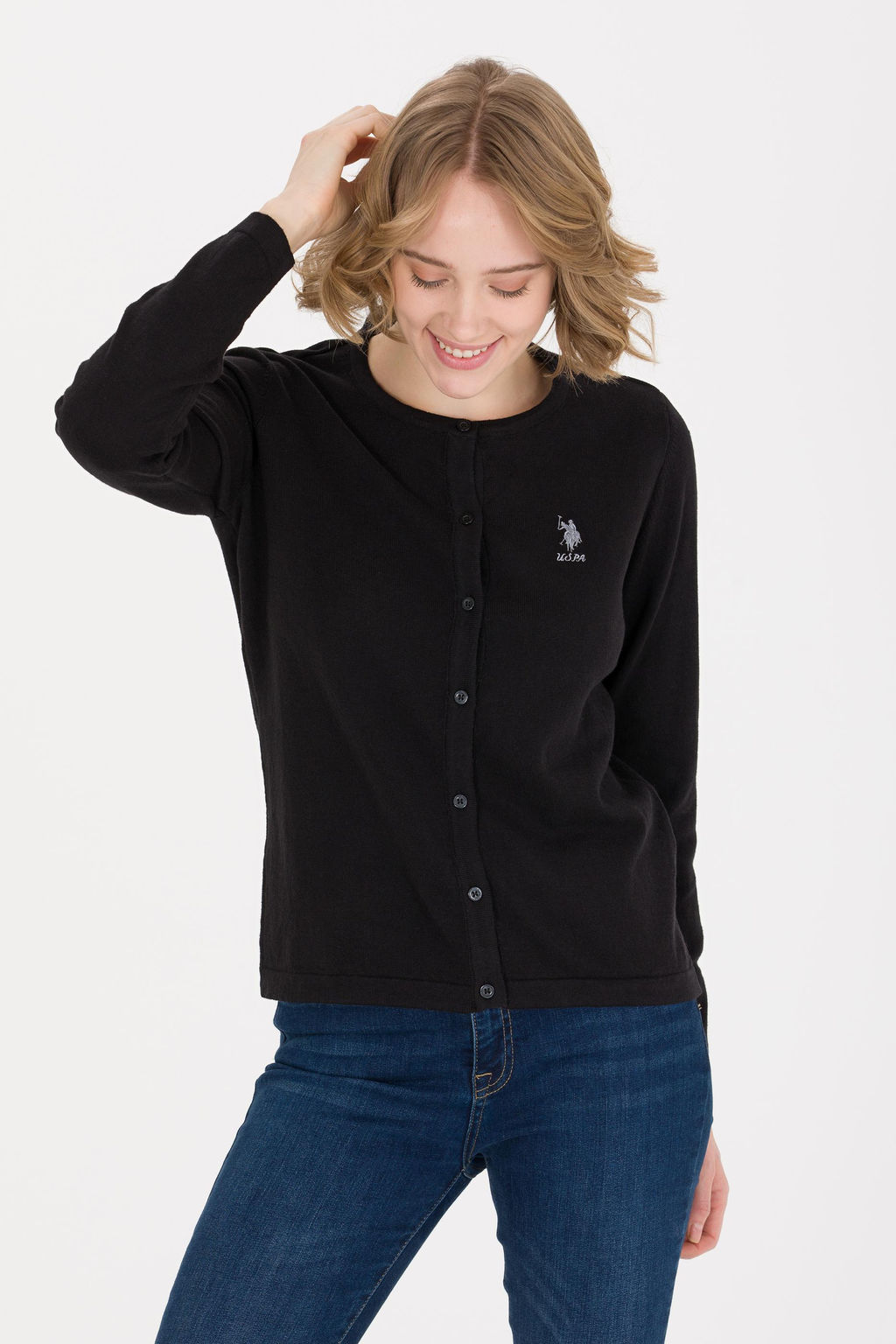 U. S. Polo Assn Женский черный базовый трикотажный кардиган - U.s. polo assn фото 3