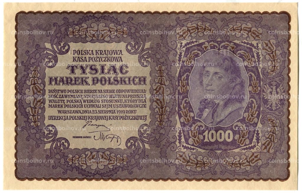 Банкнота 1000 марок 1919 года Польша