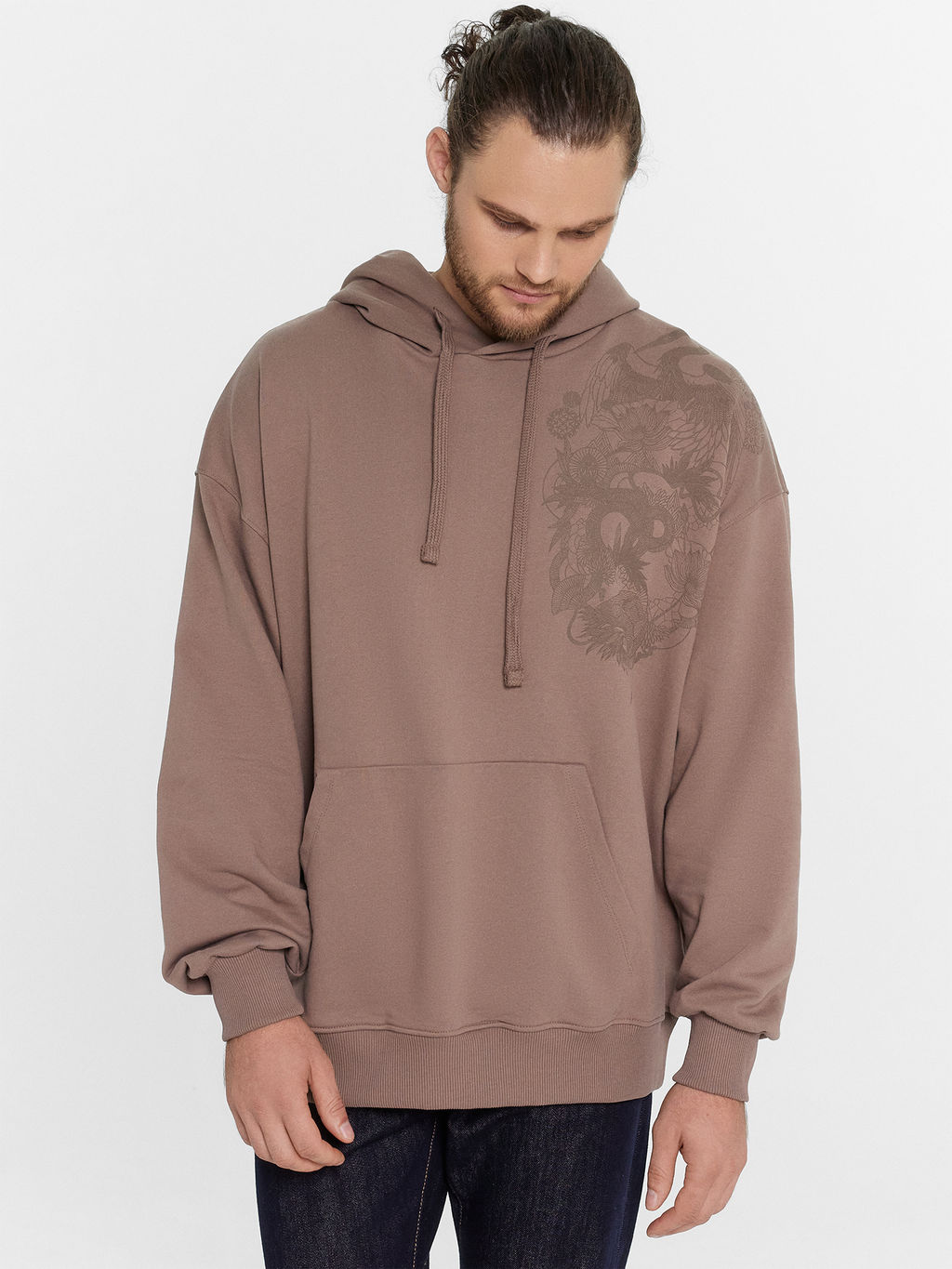Худи мужское в таупово-бежевом цвете тауп +печать 121867-1 - Mark formelle фото 2