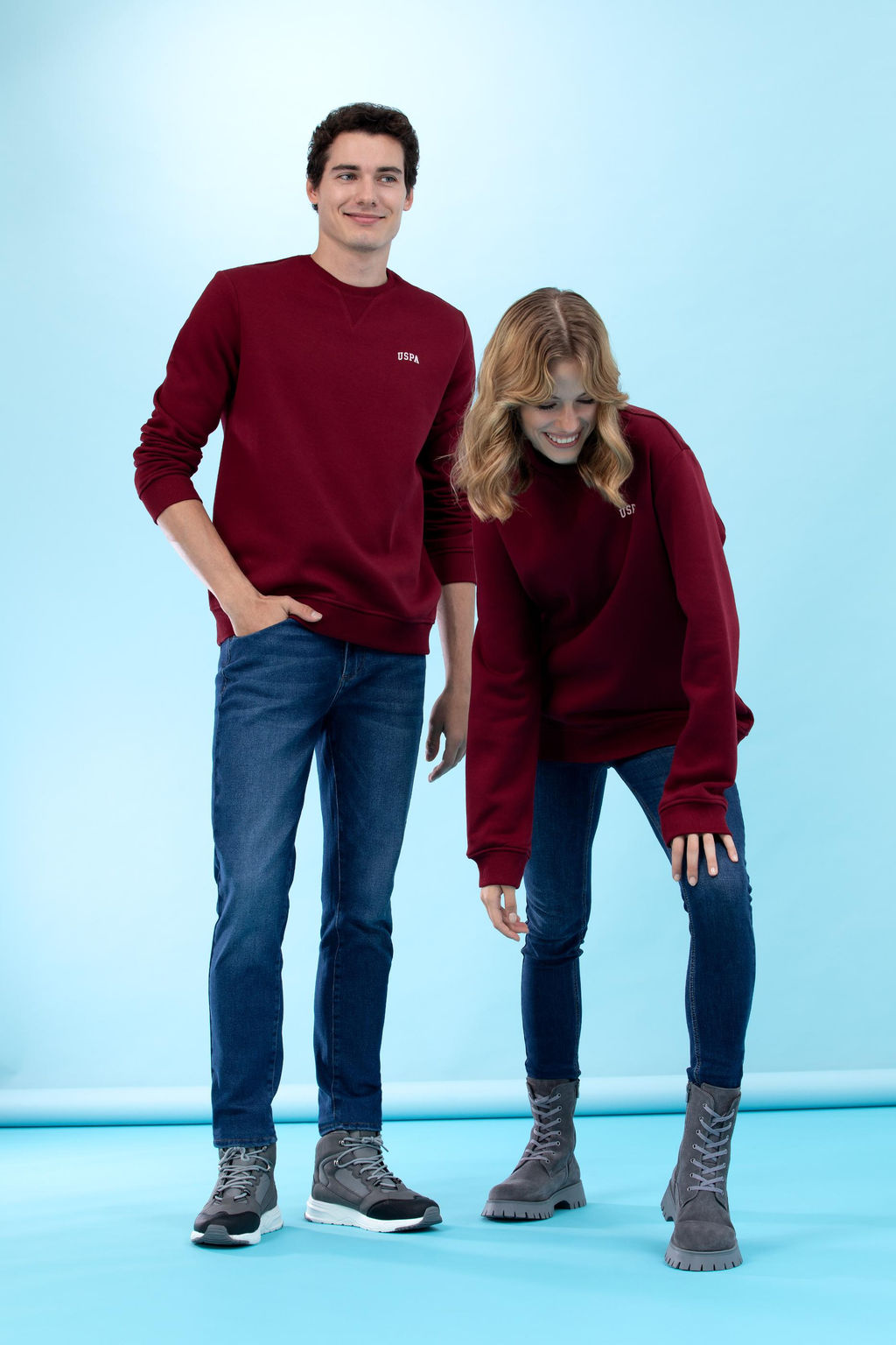 Bordo Bisiklet Yaka Basic Sweatshirt