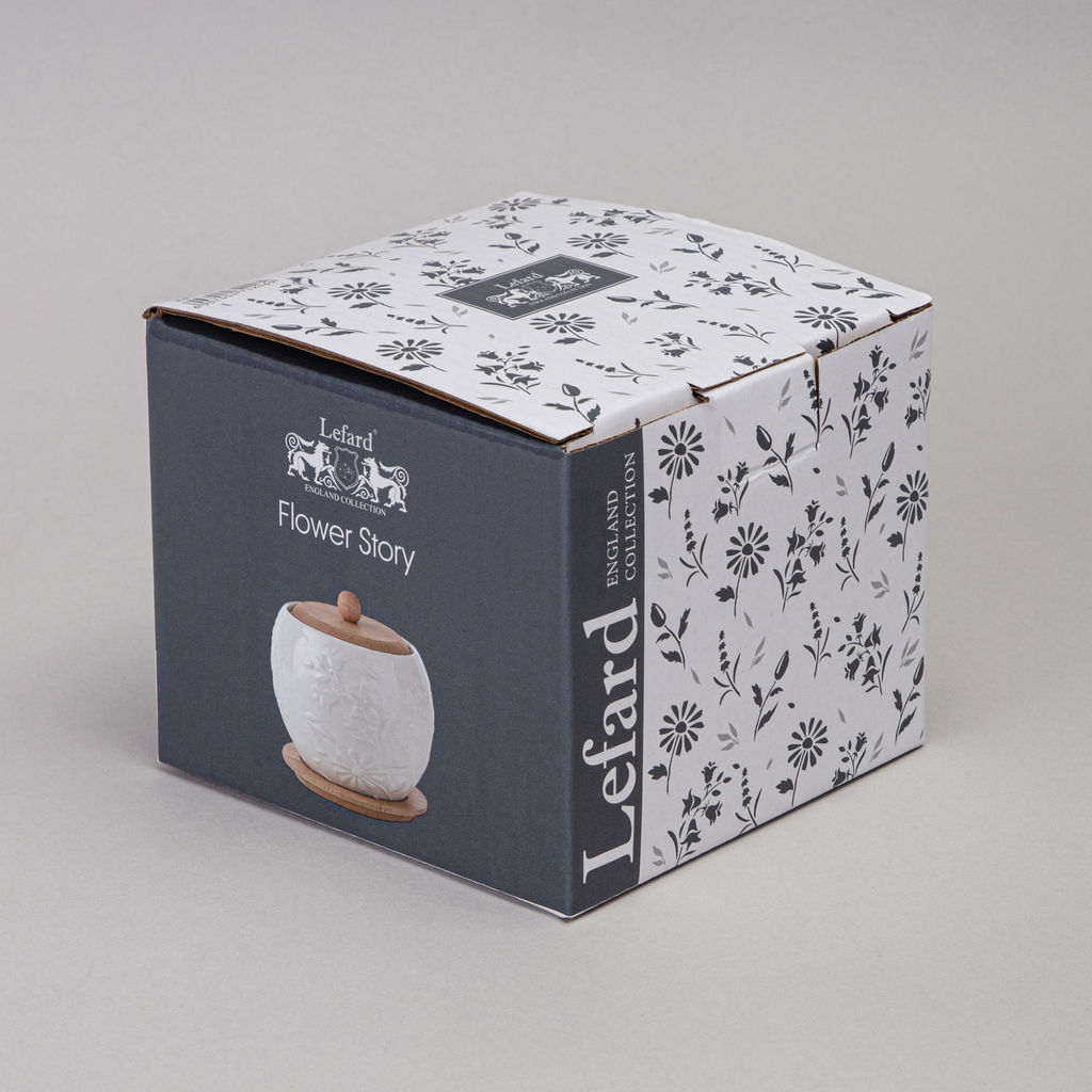 БАНКА LEFARD FLOWERS STORY С ДЕРЕВ. КРЫШКОЙ НА ДЕР. ПОДСТАВКЕ 12*11 СМ 550 МЛ  фото 2
