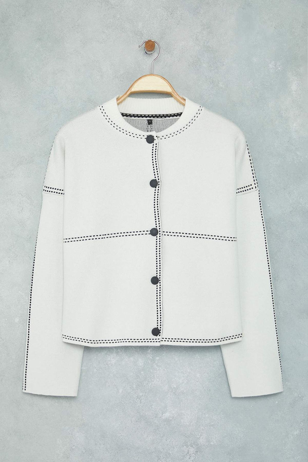 Ekru Premium/Ozel Iplik Genis Kal?p Bomber Yaka Triko H?rka TWOAW26HI00028 - Trendyolmilla фото 5