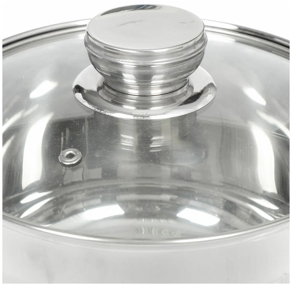 Набор пос нерж 5пр СТАНДАРТ (2л, 4л, ковш 2л, 2 стекл. крышки) мет/ручки Daniks SD-5-2 (298433)  фото 3