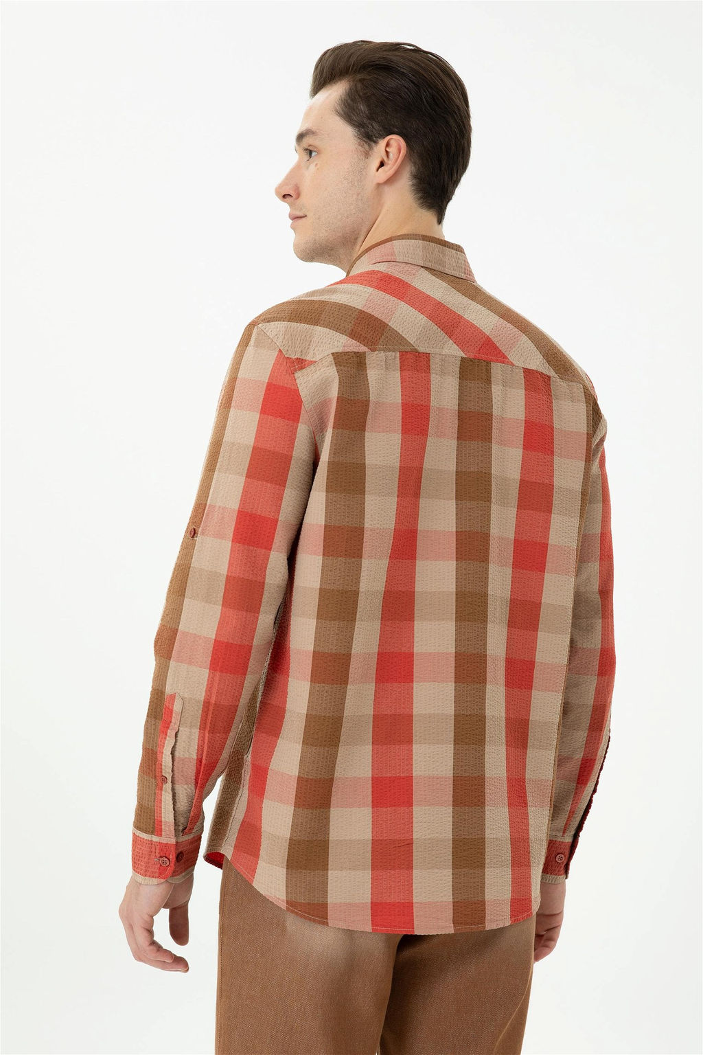 U. S. Polo Assn Мужская рубашка с длинным рукавом кирпичного цвета - U.s. polo assn фото 13