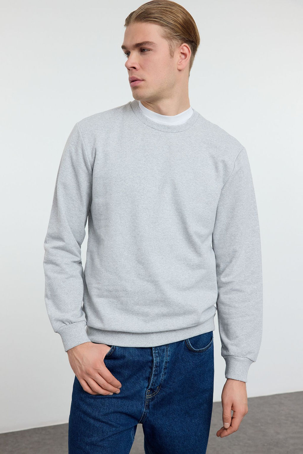 Gri Melanj Regular/Normal Kesim Basic Sweatshirt TMNAW21SW1208