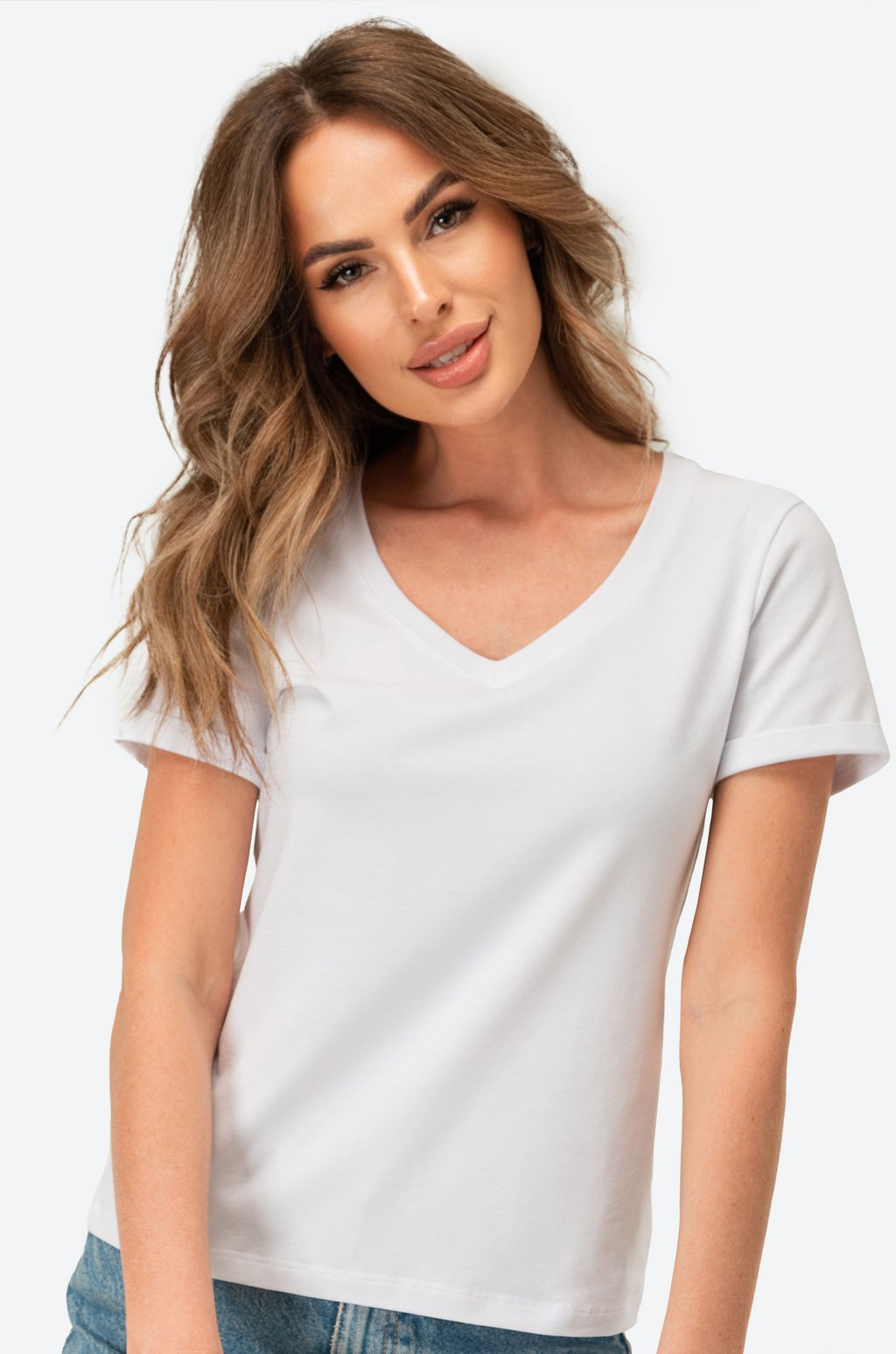 Женская футболка с V образным вырезом Happyfox