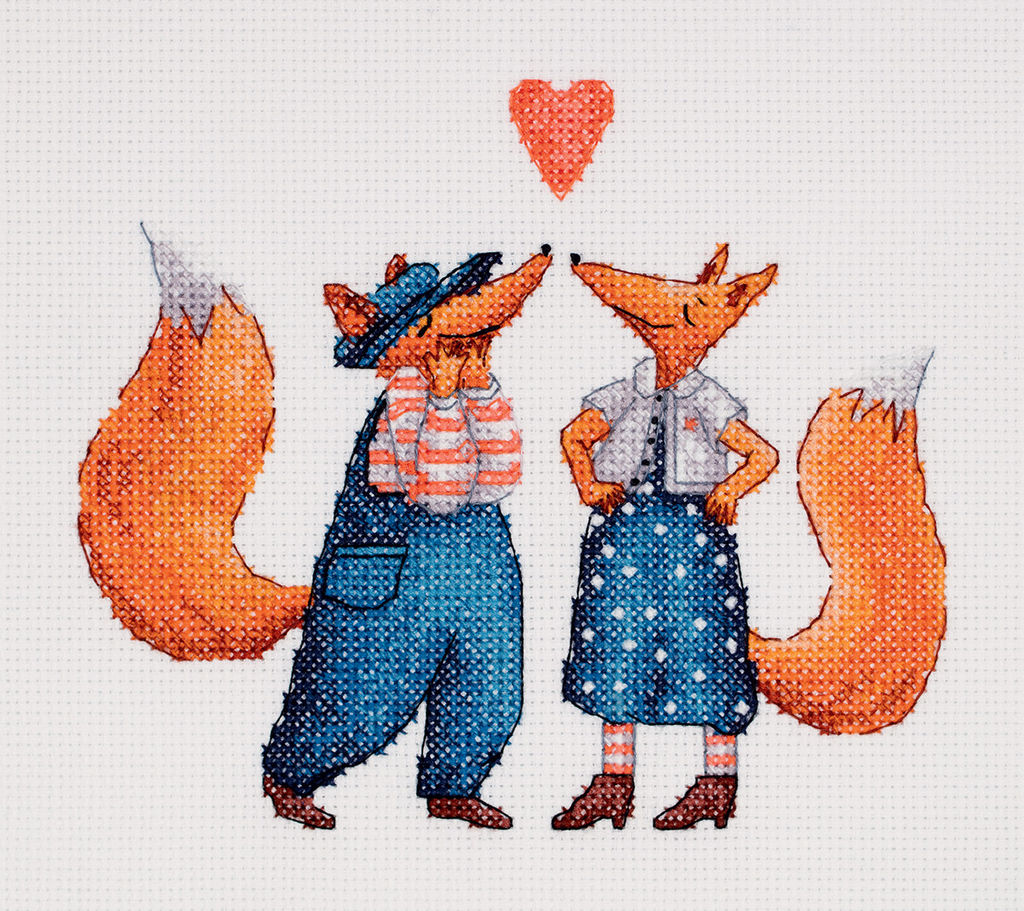 Klart набор для вышивания 8-539 Лисья парочка 18.5 х 16 см