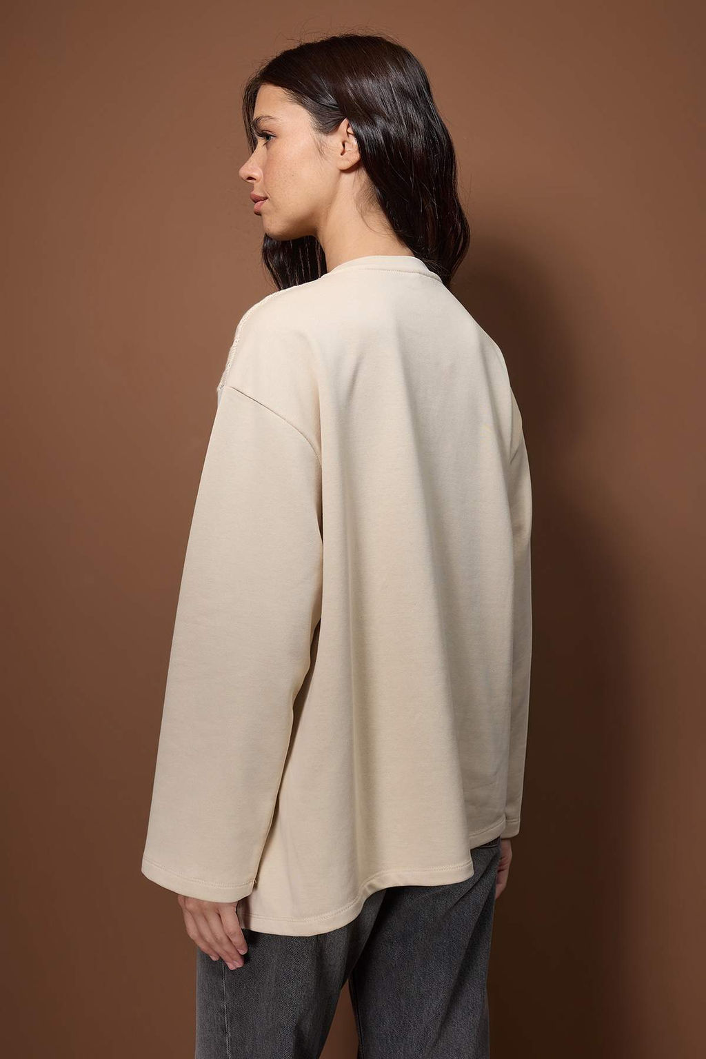 Tas Triko Detayl? Bisiklet Yaka Relaxed Orme Sweatshirt TWOAW26SW00076