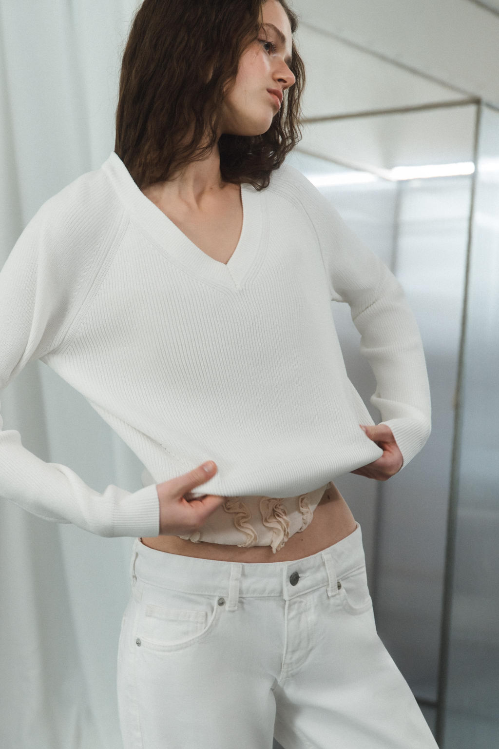 JERSEY PUNTO CUELLO PICO / Blanco - Zara фото 2