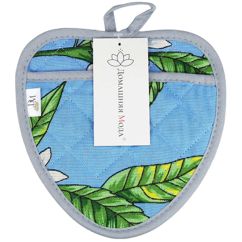 Прихватка с запахом 20х20см Лимон, вид 4, форма Клубника, рогожка 171г/м2, хлопок 100%, наполнитель - ватин 280г/м2, на пластмассовом подвесе, Домашняя мода (Россия)  фото 4