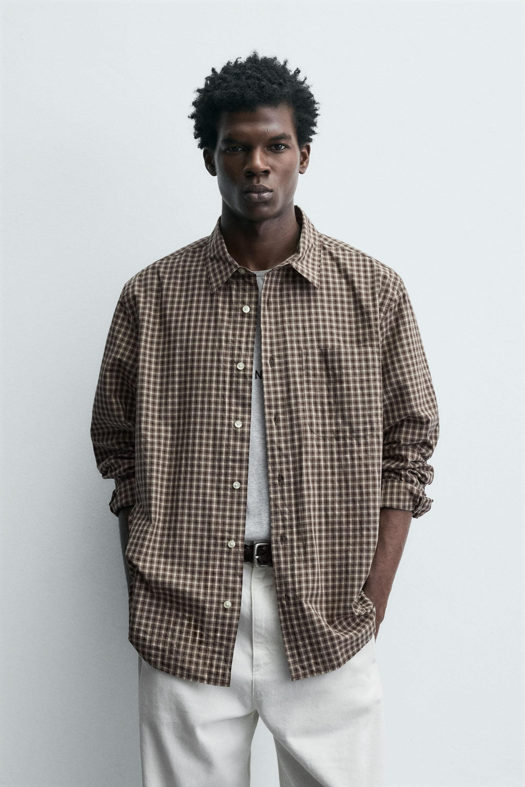 RELAXED FIT CHECK SHIRT - Zara фото 11