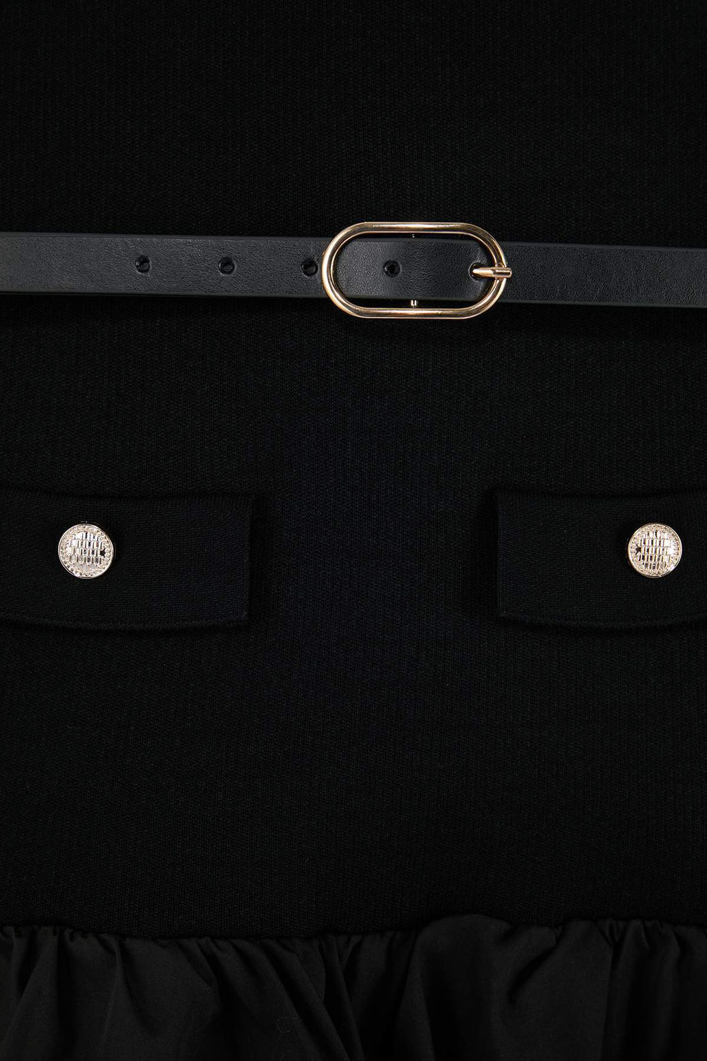 Siyah Duz K?sa / Mini Bisiklet Yaka Mini Balon Etek Garni Detayl? Triko Elbise TWOSS26EL00168 - Trendyolmilla фото 6