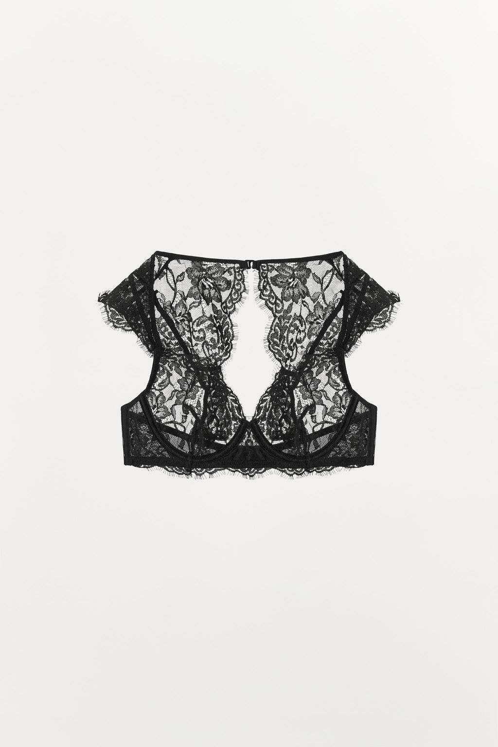 SUJETADOR AROS ENCAJE MANGAS / Negro - Zara фото 4