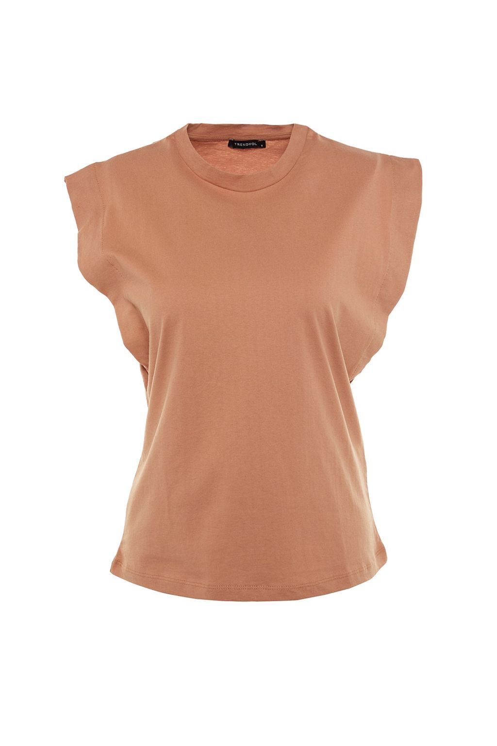 TRENDYOLMILLA Siyah %100 Pamuk Vatka Gorunumlu Basic Bisiklet Yaka Orme T-Shirt TWOSS20TS0021  фото 6